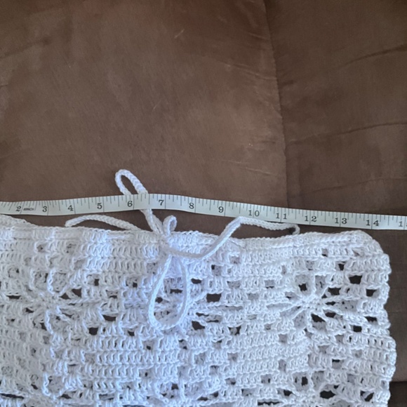 Hand crafted Crochet Skirt Coverup Mini Small Bohemian Floral design tie waist - Picture 3 of 5